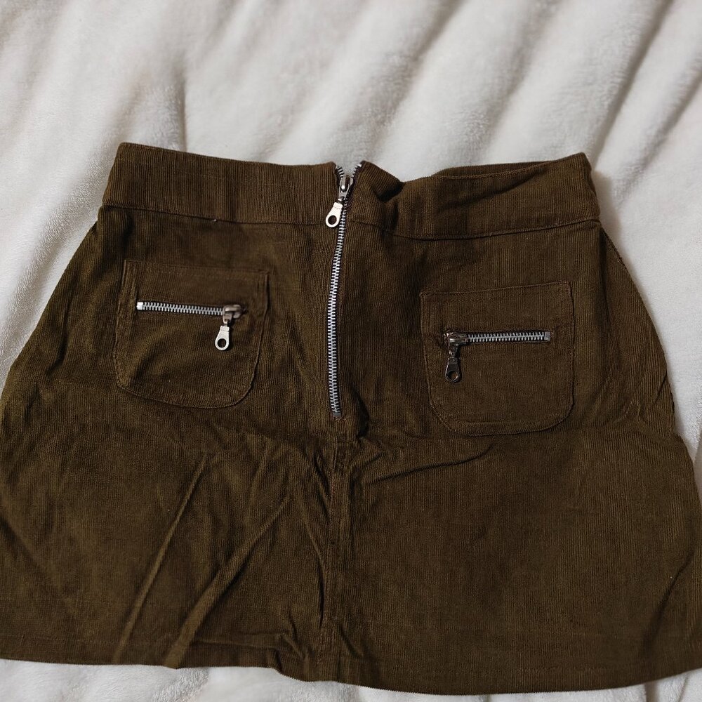 Restricted Blues Woman's Corduroy Mini Skirt with Front Zipper Size L